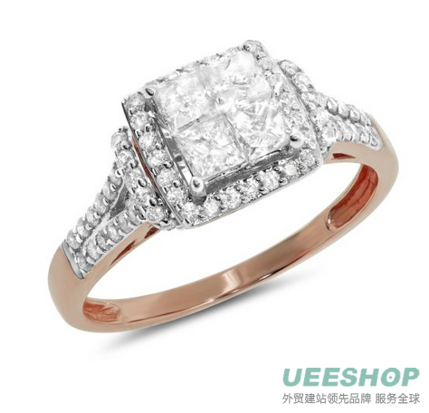 Carat ctw 14k Gold Princess Cut Round Diamond Halo Bridal Anniversary Engagement Ring Wedding Band