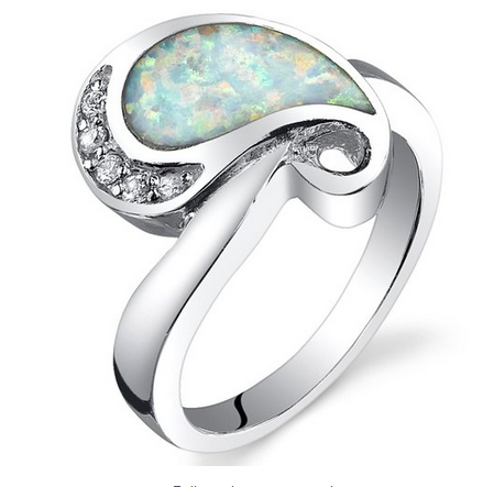 Spiral Red Fire Created Opal Ring, Available