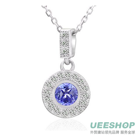 0.69 Ct Round Natural Blue Tanzanite 925 Sterling Silver Pendant with 18