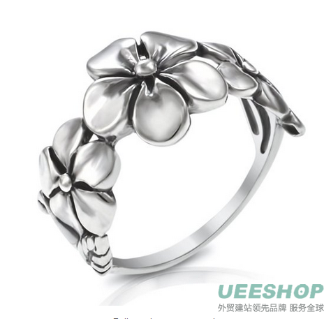 MIMI 925 Sterling Silver Triple Plumeria Flower Ring
