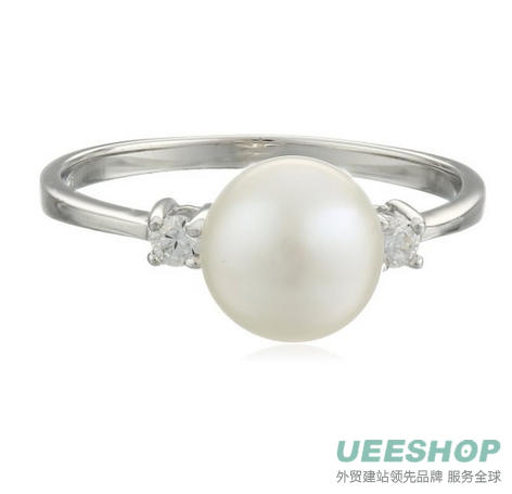 Bella Pearl and Cubic Zirconia Solitaire Ring