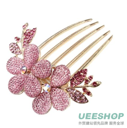 niceeshop(TM) Charm Fashion Womens Bridal Wedding Hair Barrettes Flower Leaf Crystal Rhinestone Hair Clip Comb-Champagne