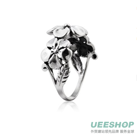 MIMI 925 Sterling Silver Triple Plumeria Flower Ring