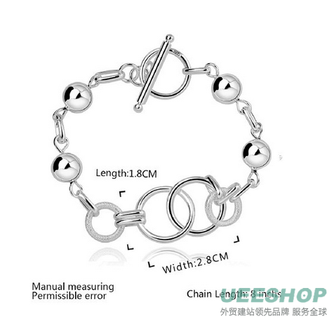 fashion 925 sterling silver jewelry circles chain trendy lady bracelet bangle