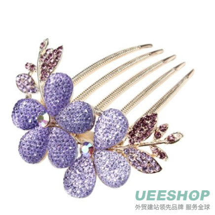 niceeshop(TM) Charm Fashion Womens Bridal Wedding Hair Barrettes Flower Leaf Crystal Rhinestone Hair Clip Comb-Champagne