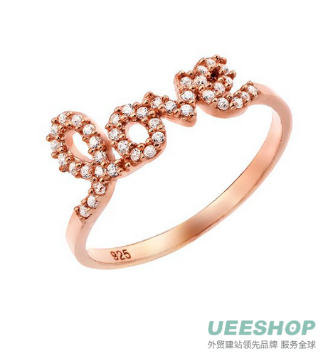 Rose Gold Plated Love Cz Ring