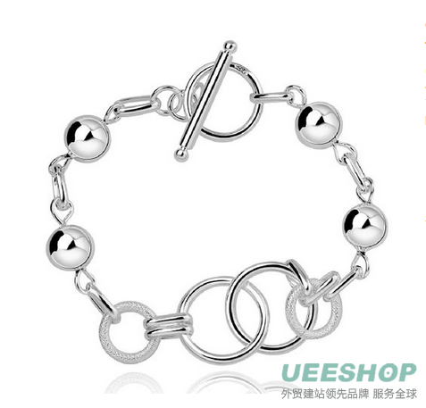 fashion 925 sterling silver jewelry circles chain trendy lady bracelet bangle
