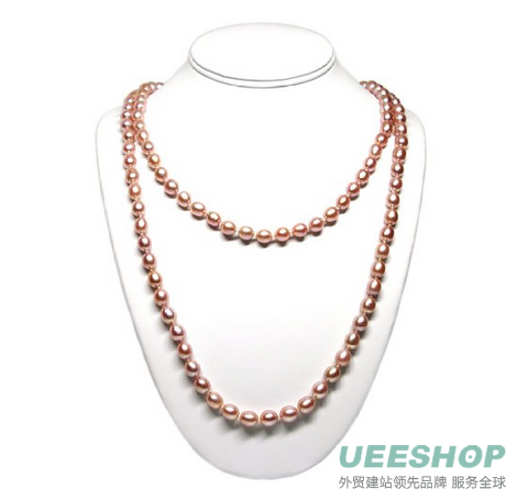 HinsonGayle AAA Handpicked 8.0-8.5mm Ultra-Luster Naturally Pink Round Cultured Freshwater Pearl Rope Necklace (48