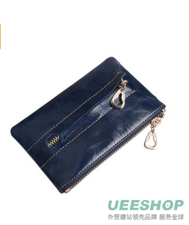 Fasot Women's Leather Zippered Clutch Money Clip Coin Purse Keychain Wallet