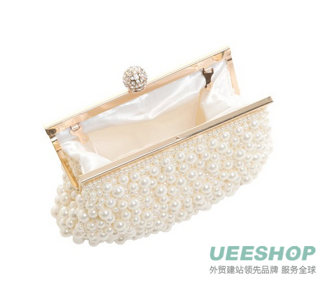 MG Collection Beautiful White Pearls Fashion Clutch Bag Evening Purse