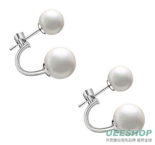 ANDI ROSE Fashion Jewelry 925 Sterling Silver Double Pearl Hoop Stud Earrings for Women Girls