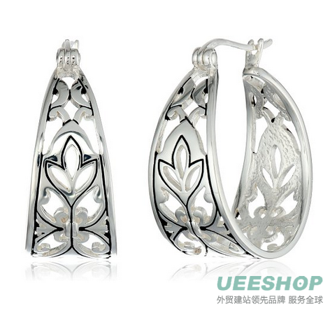 Sterling Silver Filigree Hoop Earrings (1.0