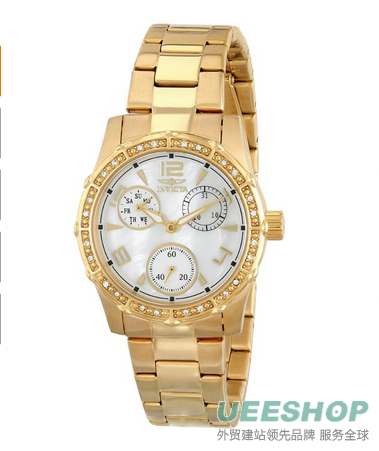 Invicta Women14691 Angel White Dial Crystal Accented White Leather Watch