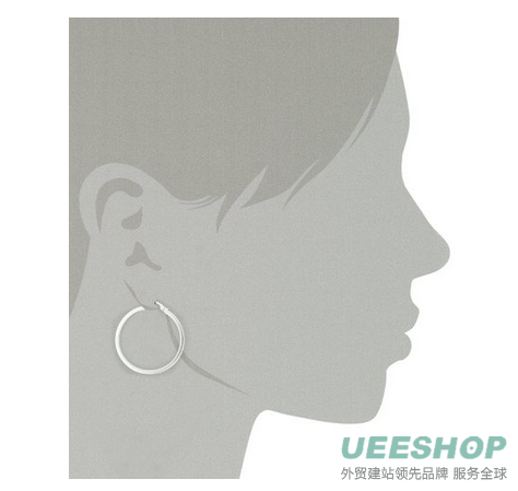 Sterling Silver Thin Square Tube Medium Click-Top Hoop Earrings