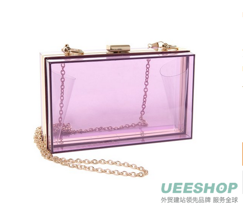MG Collection Vive Designer Inspired Clear Hardcase Box Style Evening Purse