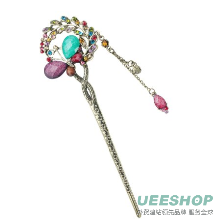 Top Seller Brown Lovely Vintage Jewelry Crystal Butterfly Hairpins Hair Stick- For Hair Clip Beauty Tools