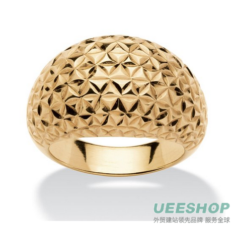 Diamond Cut Dome Ring 14k Gold Nano Diamond Resin Filled