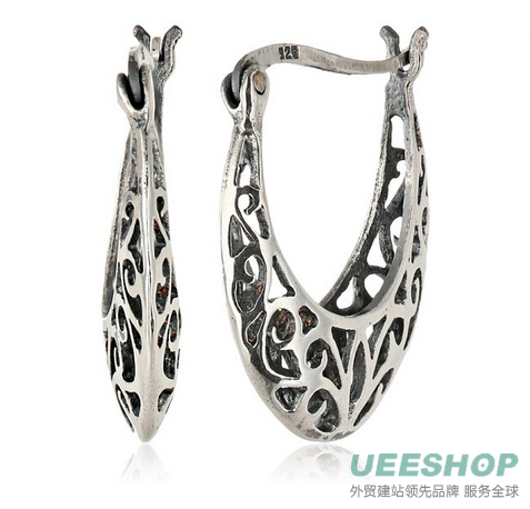 Sterling Silver Bali-Inspired Filigree Round Hoop Earrings