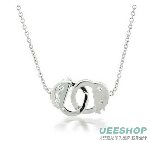 Bling Jewelry Fetish Handcuff Necklace CZ 925 Sterling Silver Shades of Grey