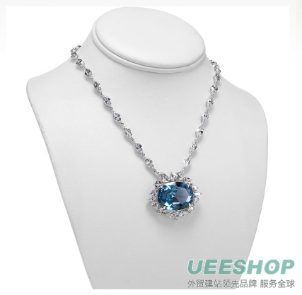 Faux Wish Diamond Necklace - Blue CZ