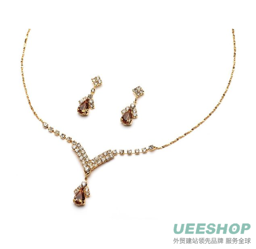 USABride Rhinestone Drop Necklace & Earring Set Jewelry 1223