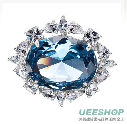Faux Wish Diamond Necklace - Blue CZ