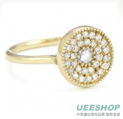 Mizuki 14k Diamond Evil Eye Ring with Rose Cut Center, Size 6.5