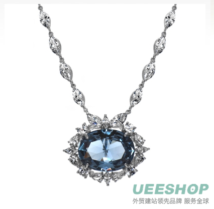 Faux Wish Diamond Necklace - Blue CZ