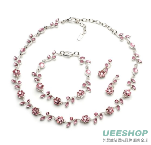 USABride Floral Vine 3-Piece Necklace, Earrings &amp; Bracelet Jewelry Set 1556