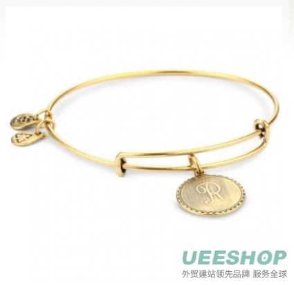 Alex and Ani "Bangle Bracelet Bar" "R" Russian Gold-Plated Bangle Bracelet