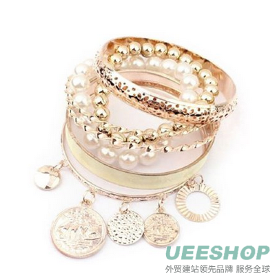 Doinshop New Useful Cute Nice Korean Style Girls Exquisite Coin Pearl Hollow Bracelet Jewelry
