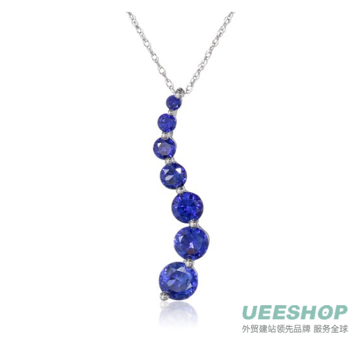 10k White Gold Lab-Created Blue Sapphire Journey September Birthstone Pendant Necklace, 18"