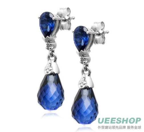 10k White Gold Created Gemstone and Diamond Earrings (0.02 cttw, H-I Color, I2-I3 Clarity)