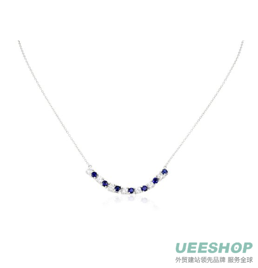 Sterling Silver Created Sapphire Bar Necklace, 18