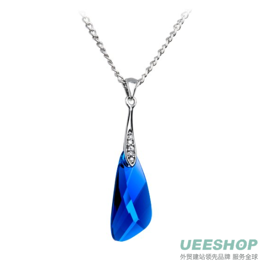 Handcrafted Sapphire Blue Austrian Crystal Inspire Necklace MADE WITH SWAROVSKI ELEMENTS