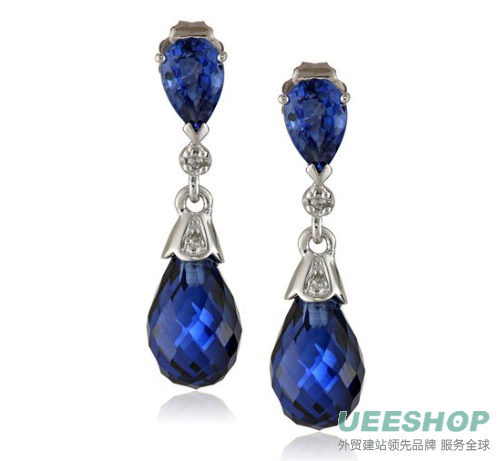 10k White Gold Created Gemstone and Diamond Earrings (0.02 cttw, H-I Color, I2-I3 Clarity)