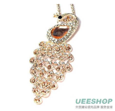KATGI White Gold Plated Rhinestone Colorful Flash Drill Phoenix Crystal Pendant Necklace